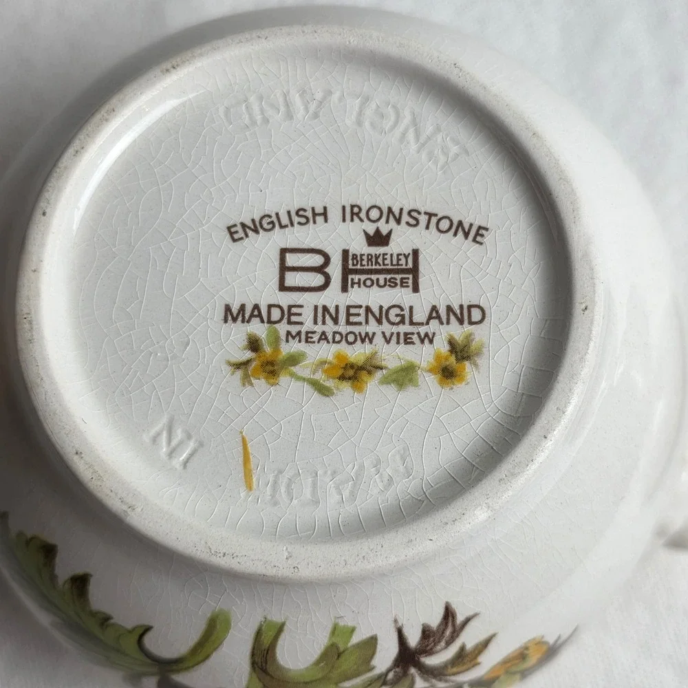 Vintage Berkeley House English Ironstone Meadow View Sunflower Lidded Bowl